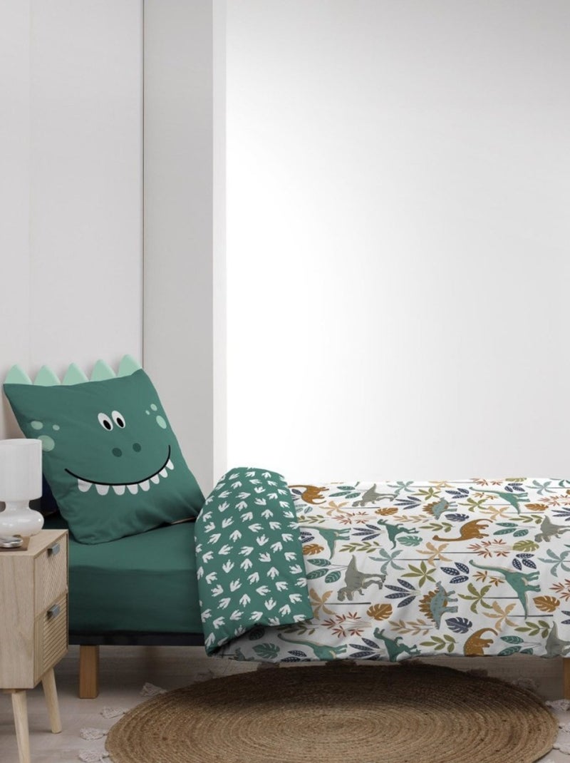 Housse de couette 140x200 + 1 taie DINA 100% coton Vert - Kiabi