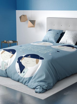 Housse de couette 140x200 + 1 taie d'oreiller 100% coton Blogueur