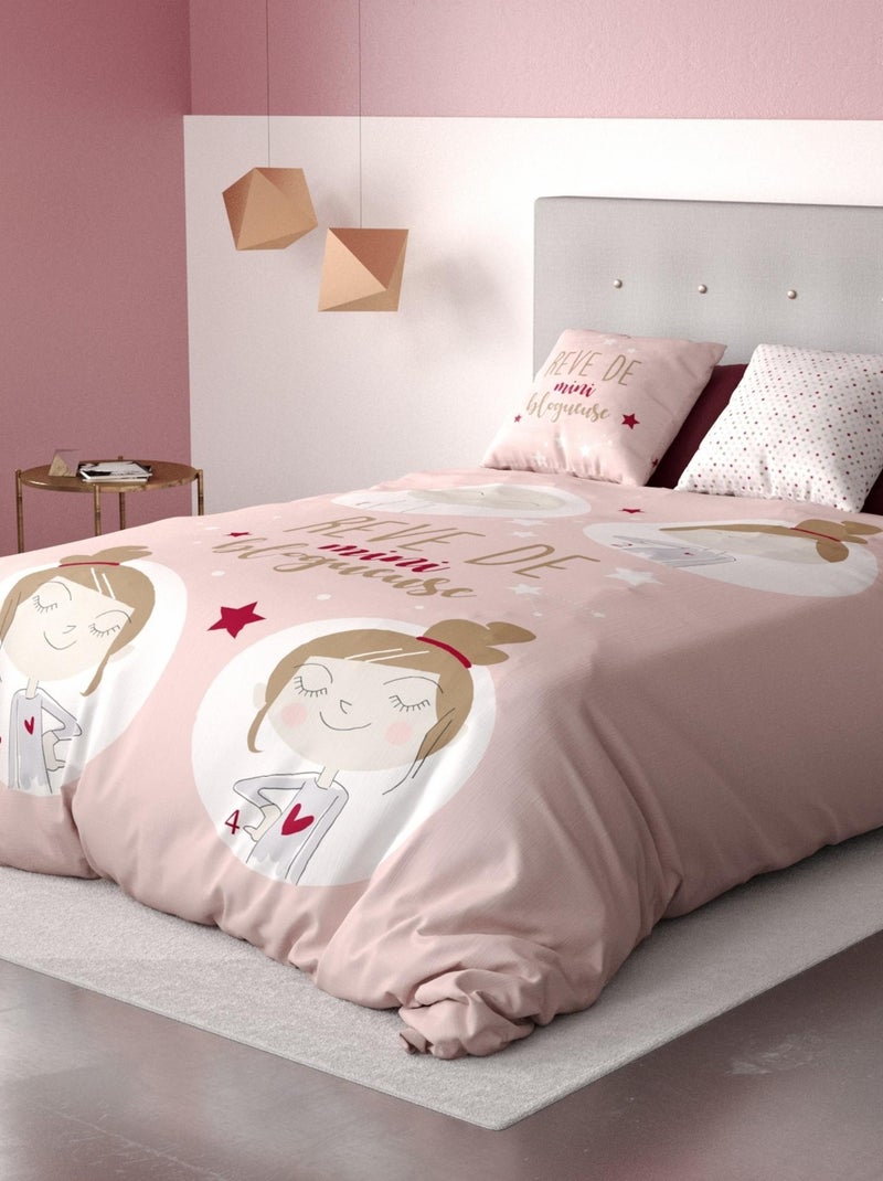 Housse de couette 140x200 + 1 taie d'oreiller 100% coton Blogueuse Multicolore - Kiabi