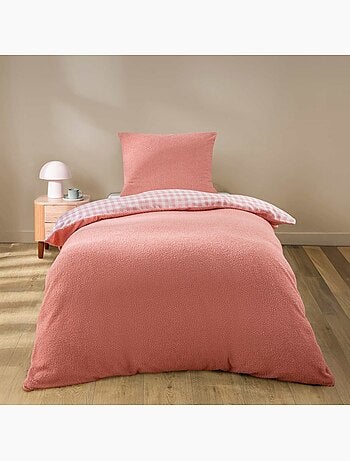 Housse de couette 140x200 + 1 taie d'oreiller bouclette rose
