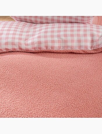 Housse de couette 140x200 + 1 taie d'oreiller bouclette rose