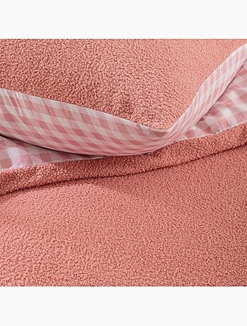 Housse de couette 140x200 + 1 taie d'oreiller bouclette rose