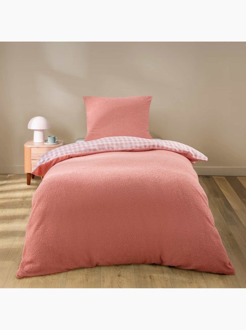 Housse de couette 140x200 + 1 taie d'oreiller bouclette rose - Kiabi Housse de couette 140x200 + 1 taie d'oreiller bouclette rose - Kiabi