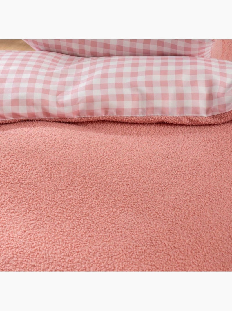 Housse de couette 140x200 + 1 taie d'oreiller bouclette rose Rose - Kiabi