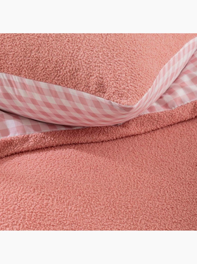 Housse de couette 140x200 + 1 taie d'oreiller bouclette rose Rose - Kiabi