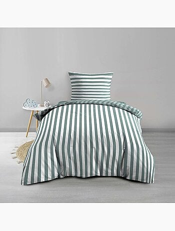 Housse de couette 140x200 + 1 taie d'oreiller coloris vert