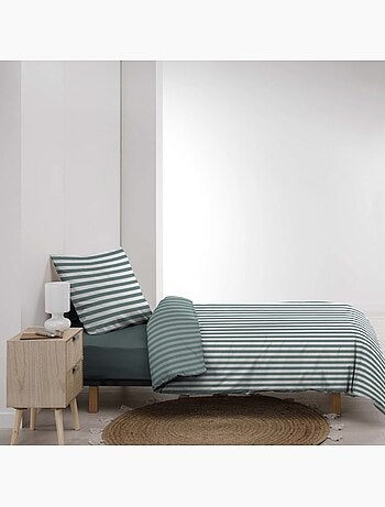 Housse de couette 140x200 + 1 taie d'oreiller coloris vert