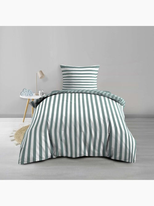 Housse de couette 140x200 + 1 taie d'oreiller coloris vert - Kiabi