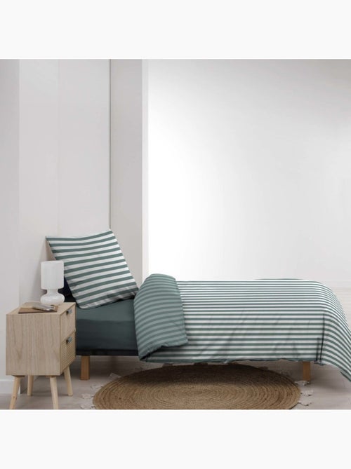 Housse de couette 140x200 + 1 taie d'oreiller coloris vert - Kiabi