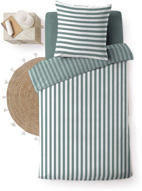 Housse de couette 140x200 + 1 taie d'oreiller coloris vert - Kiabi