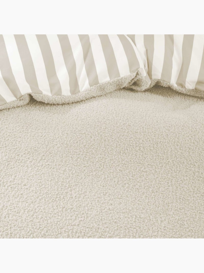 Housse de couette 140x200 + 1 taie d'oreiller pilou naturel Beige - Kiabi