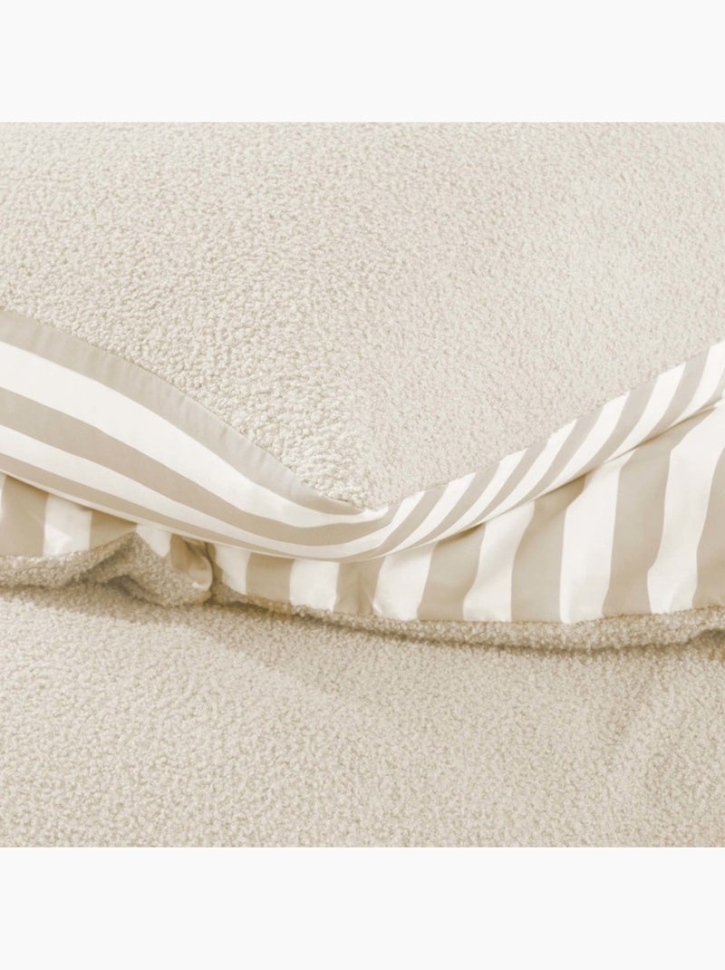 Housse de couette 140x200 + 1 taie d'oreiller pilou naturel Beige - Kiabi