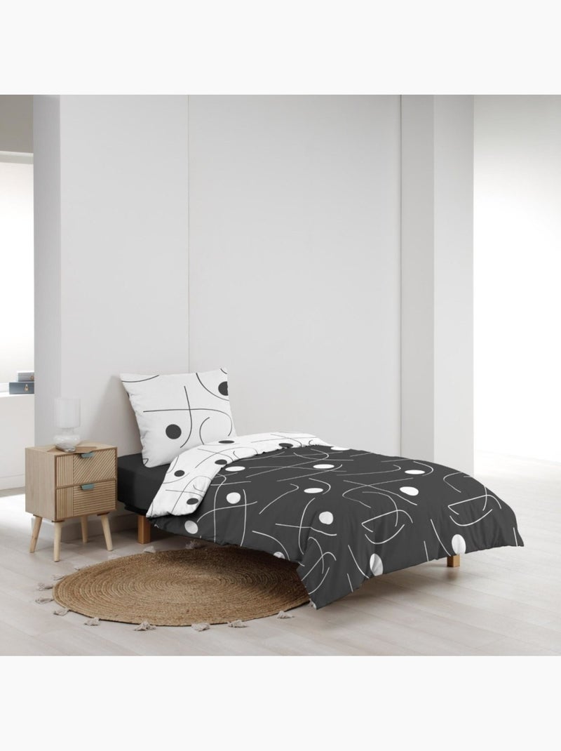 Housse de couette 140x200 + 1 taie d'oreiller sonate Gris - Kiabi