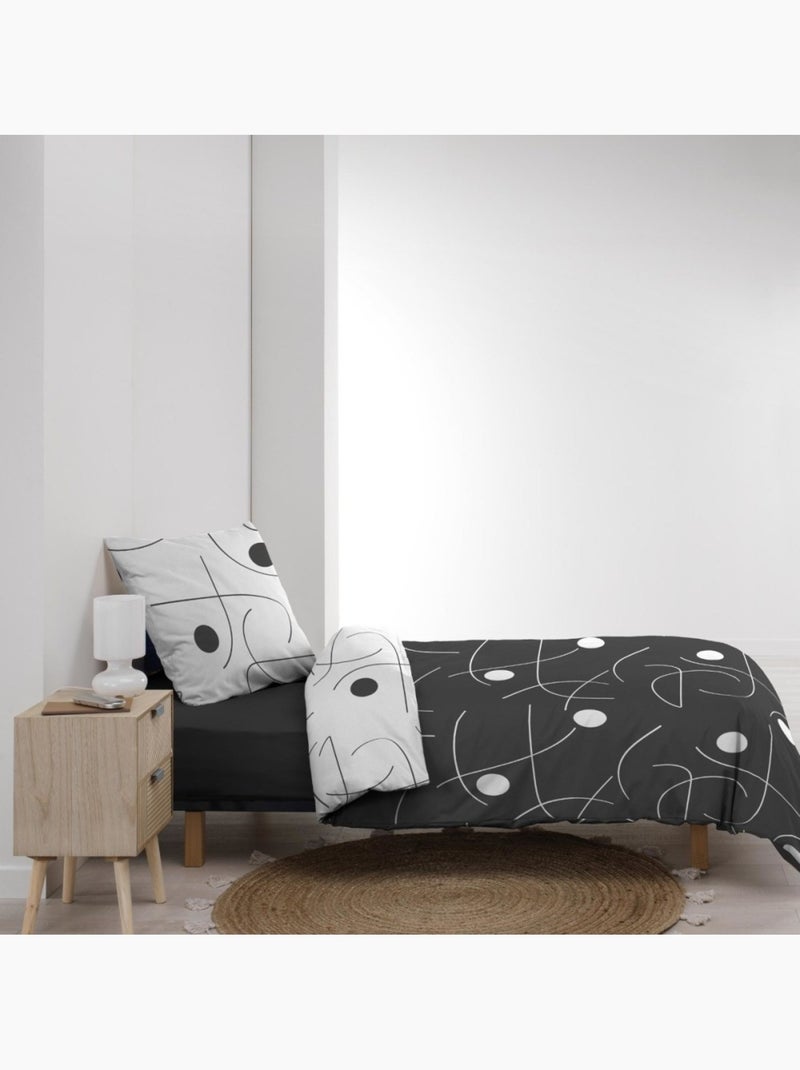 Housse de couette 140x200 + 1 taie d'oreiller sonate Gris - Kiabi