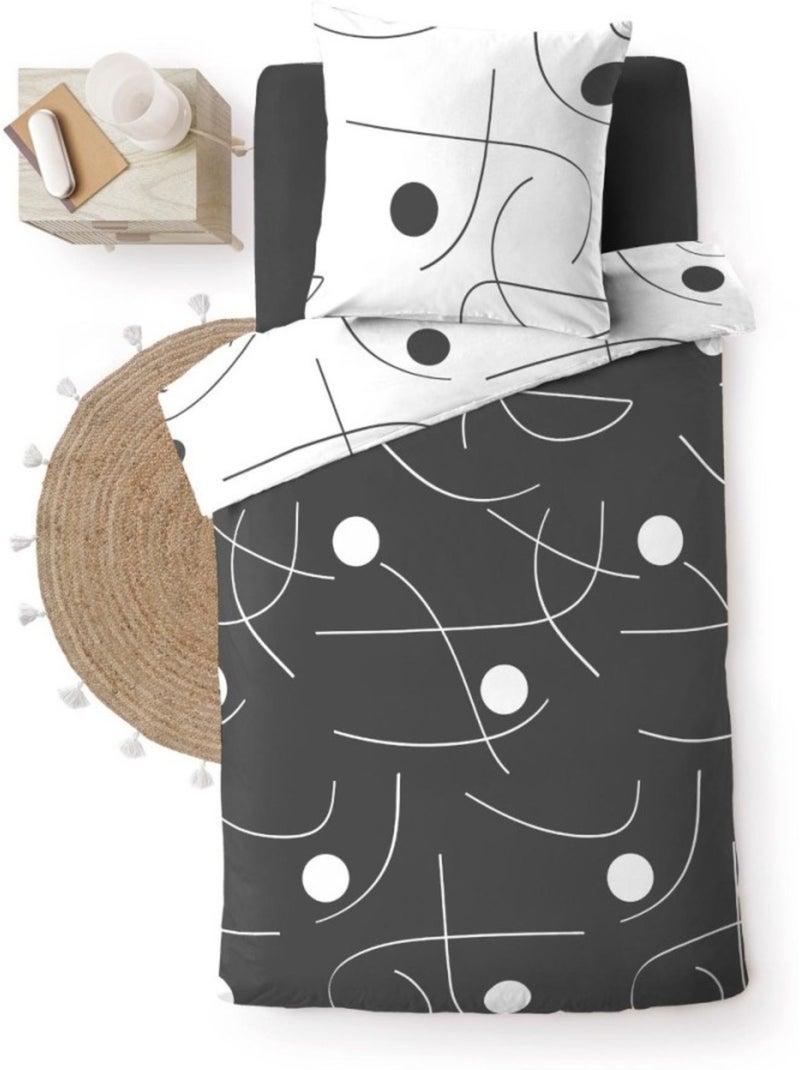 Housse de couette 140x200 + 1 taie d'oreiller sonate Gris - Kiabi