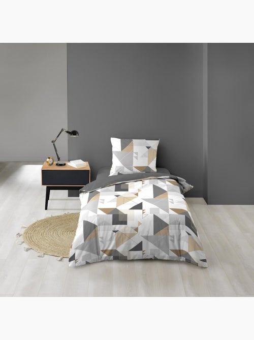 Housse de couette 140x200 + 1 taie d'oreiller trigone - Kiabi