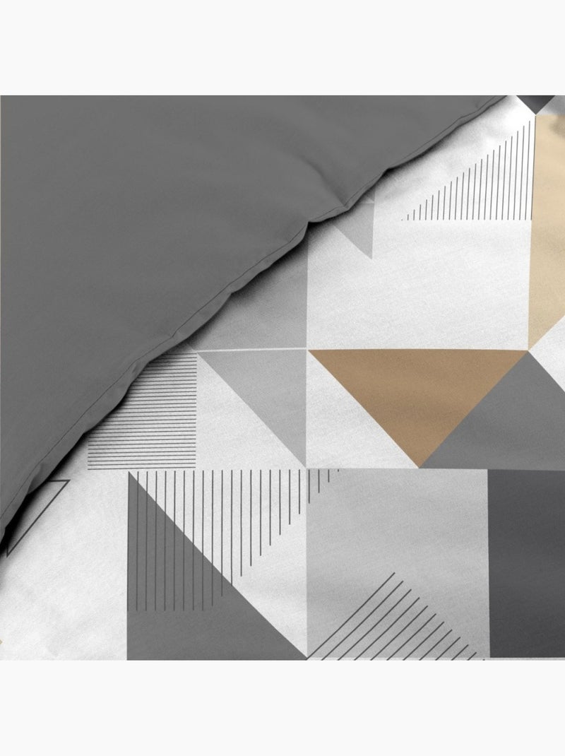 Housse de couette 140x200 + 1 taie d'oreiller trigone Gris - Kiabi