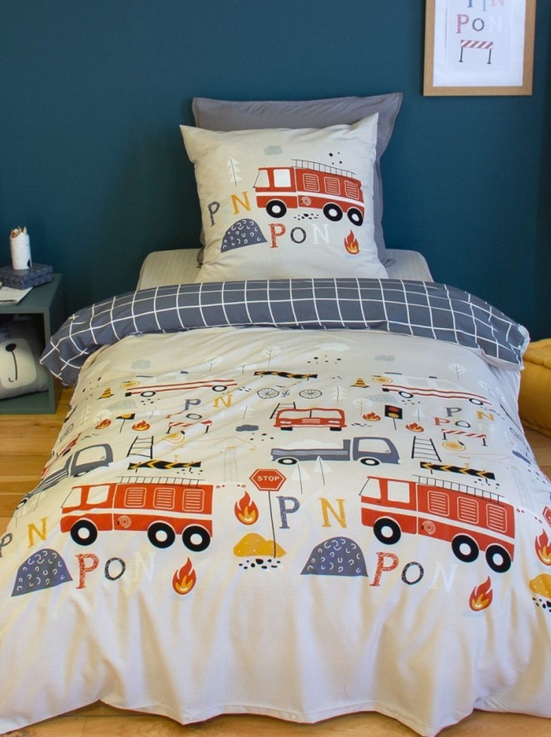 Housse de couette 140x200 + 1 taie FLAMMECHE Bleu - Kiabi