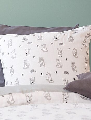 Housse de couette 140x200 + 1 taie FORET en gaze de coton
