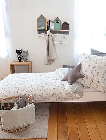 Housse de couette 140x200 + 1 taie FORET en gaze de coton