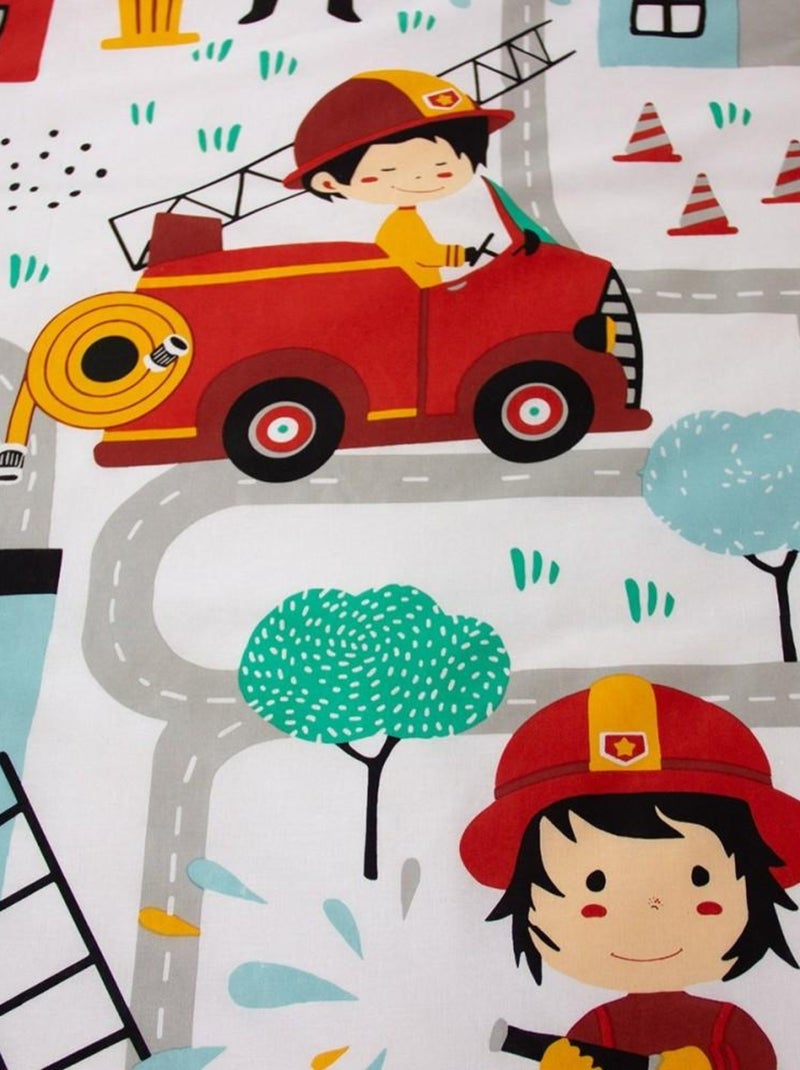 Housse de couette 140x200 + 1 taie Fuego coton adouci 57 fils Bleu - Kiabi