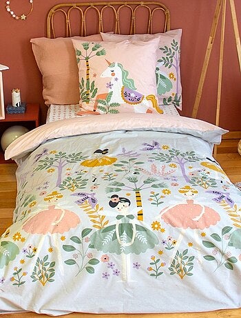 Housse de couette 140x200 + 1 taie LICORNE coton 57fils
