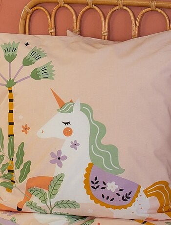 Housse de couette 140x200 + 1 taie LICORNE coton 57fils