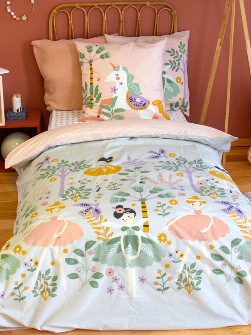 Housse de couette 140x200 + 1 taie LICORNE coton 57fils Multicolore - Kiabi
