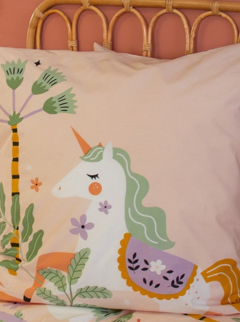 Housse de couette 140x200 + 1 taie LICORNE coton 57fils Multicolore - Kiabi