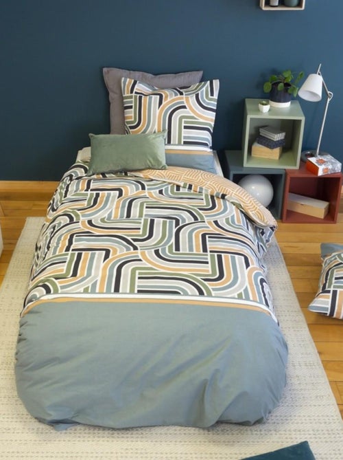 Housse de couette 140x200 + 1 taie LOUTE 100% Coton 57 fils - Kiabi