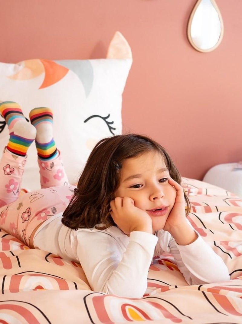 Housse de couette 140x200 + 1 taie Marana microfibre Rose - Kiabi