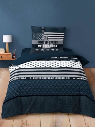 Housse de couette 140x200 + 1 taie STATES 100% coton