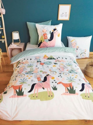 Housse de couette 140x200 + 1 taie Tess rando coton 57 fils