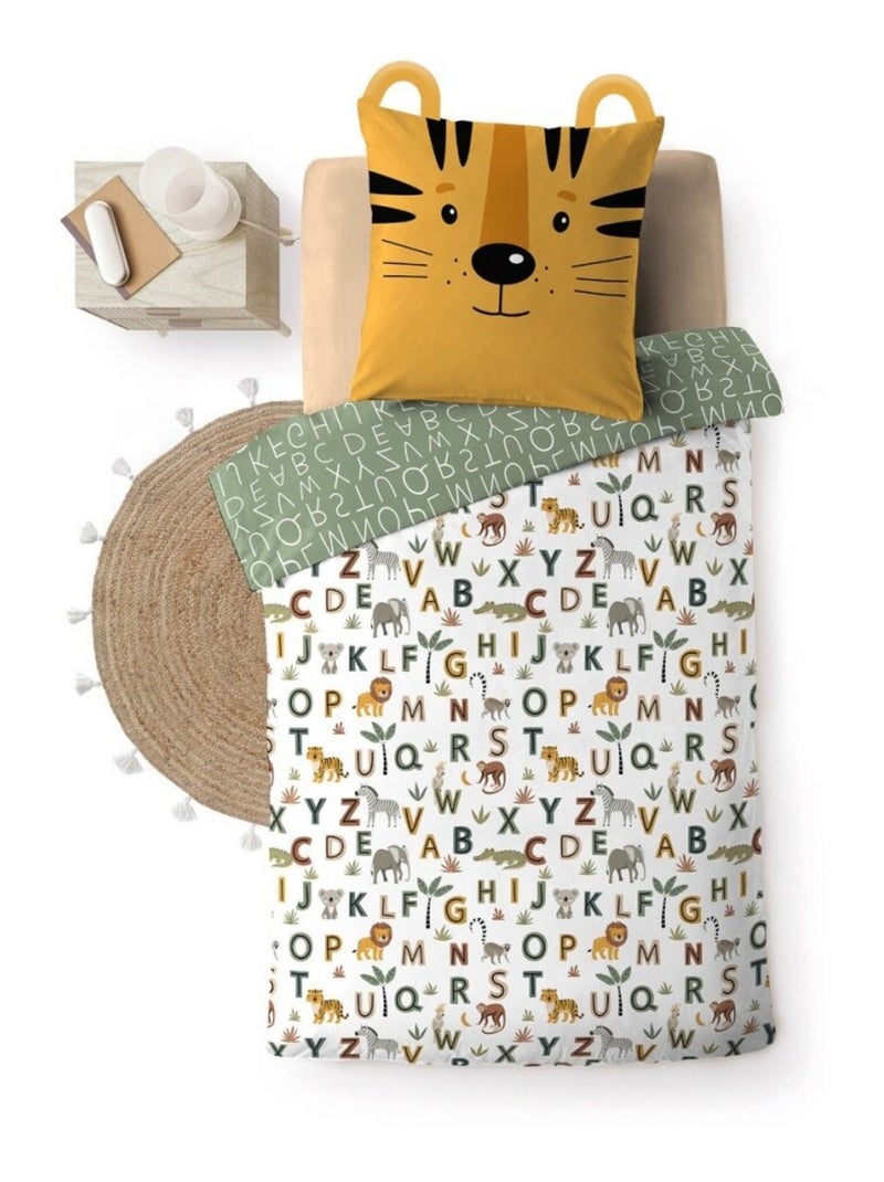 Housse de couette 140x200 + 1 taie TIGRY 100% coton Blanc - Kiabi