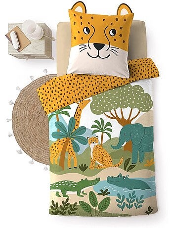Housse de couette 140x200 + 1 taie zanimo 100% coton