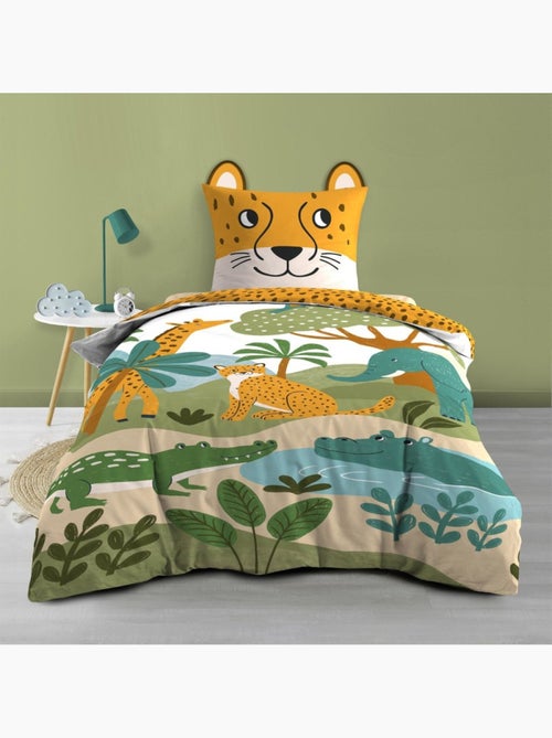 Housse de couette 140x200 + 1 taie zanimo 100% coton - Kiabi