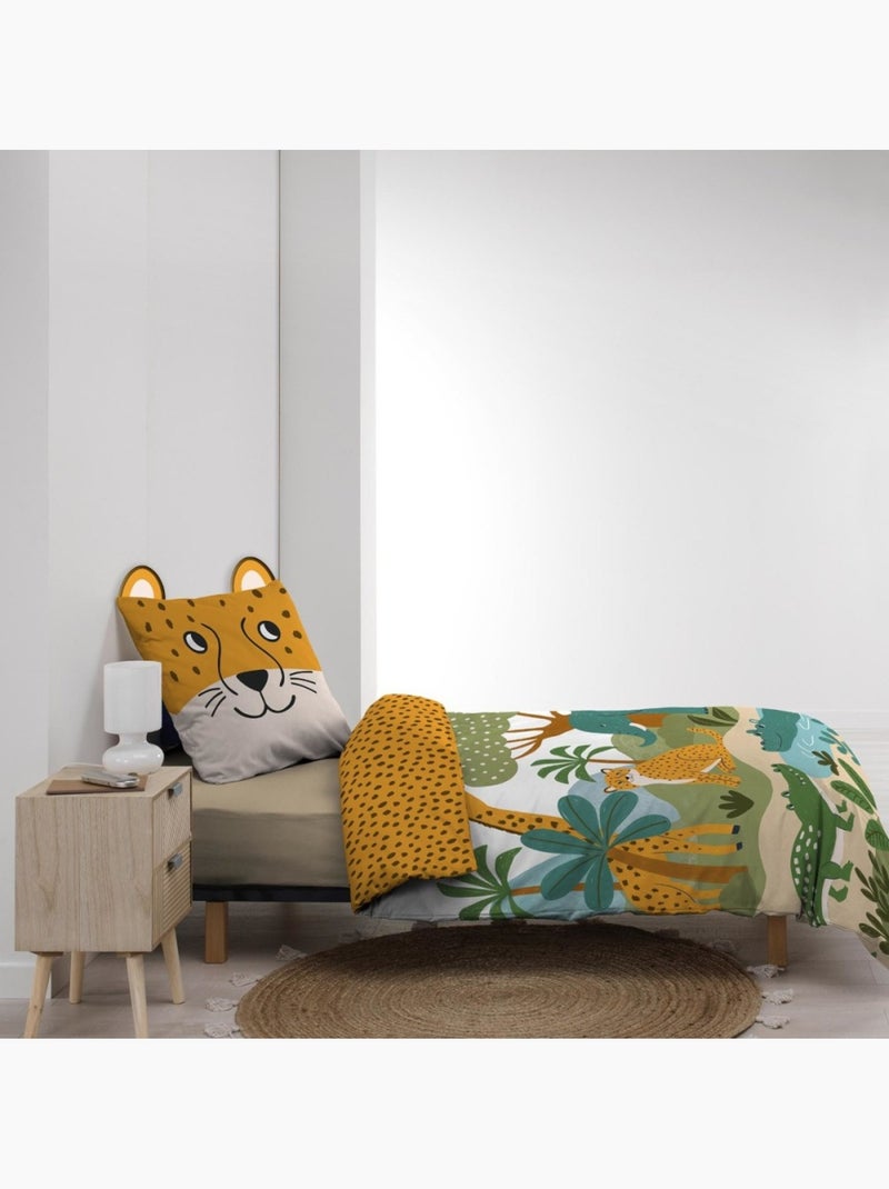 Housse de couette 140x200 + 1 taie zanimo 100% coton Multicolore - Kiabi