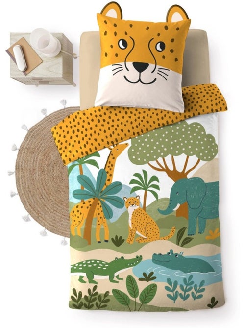 Housse de couette 140x200 + 1 taie zanimo 100% coton - Kiabi