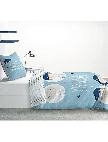 Housse de couette 140x200 Blogueur + taie 100% coton