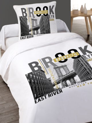 Housse de couette 140x200 BROOKLYN + 1 taie coton