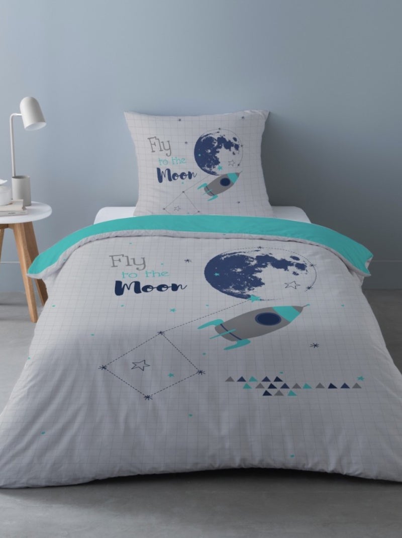Housse de couette 140x200 CAPTAIN + 1 taie 100% coton Gris - Kiabi