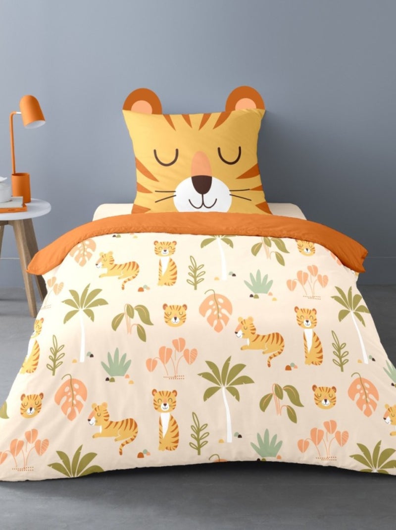 Housse de couette 140x200 César + 1 taie 100% coton Jaune - Kiabi