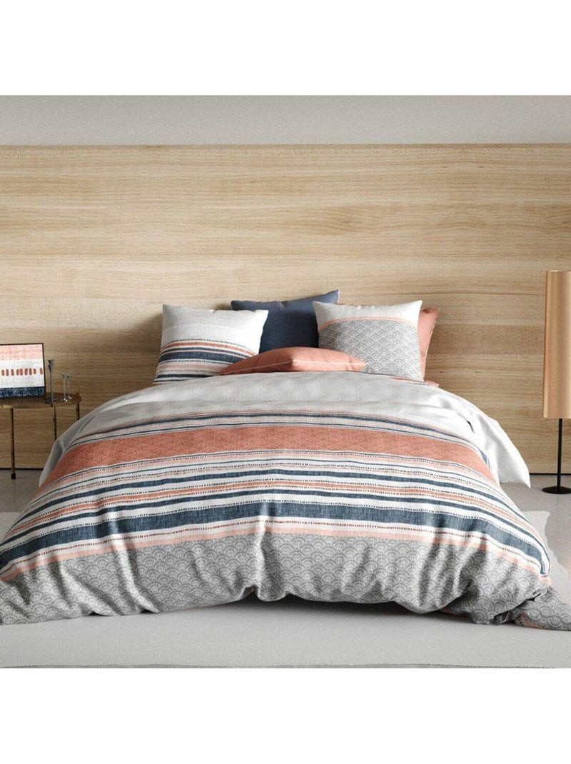 Housse de couette 140x200 Chakra + 1 taie 100% coton 57 fils Bleu - Kiabi