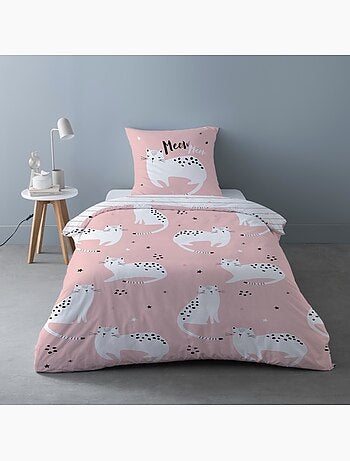 Housse de couette 140x200 Chaton + 1 taie d'oreiller