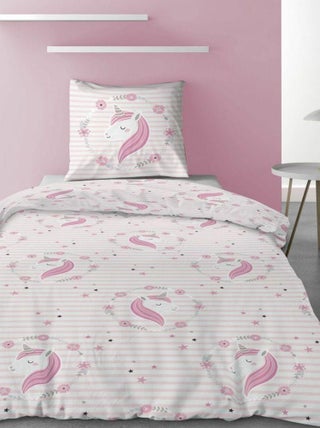 Housse de couette 140x200 cm + 1 taie d'oreiller 100% Coton 57 fils Rina