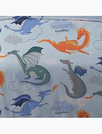 Housse de couette 140x200 Dragon + 1 taie 100% coton