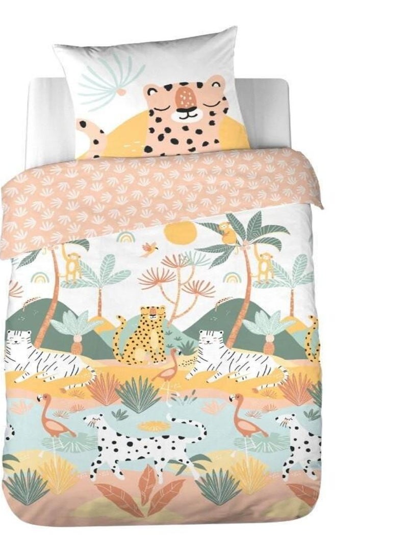 Housse de couette 140x200 Fabylia + taie 100% coton adouci 57 fils Blanc - Kiabi