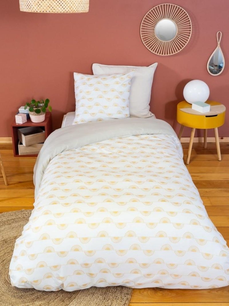 Housse de couette 140x200 HELIS + 1 taie microfibre Blanc - Kiabi