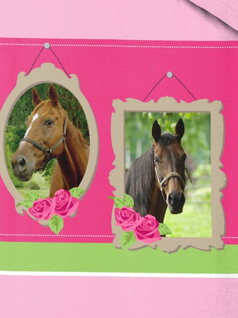 Housse de couette 140x200 HORSE BEAUTY + 1 taie Rose - Kiabi