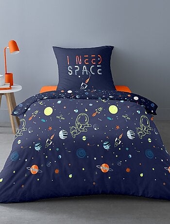 Housse de couette 140x200 I NEED SPACE+ taie 100% coton 52 fils